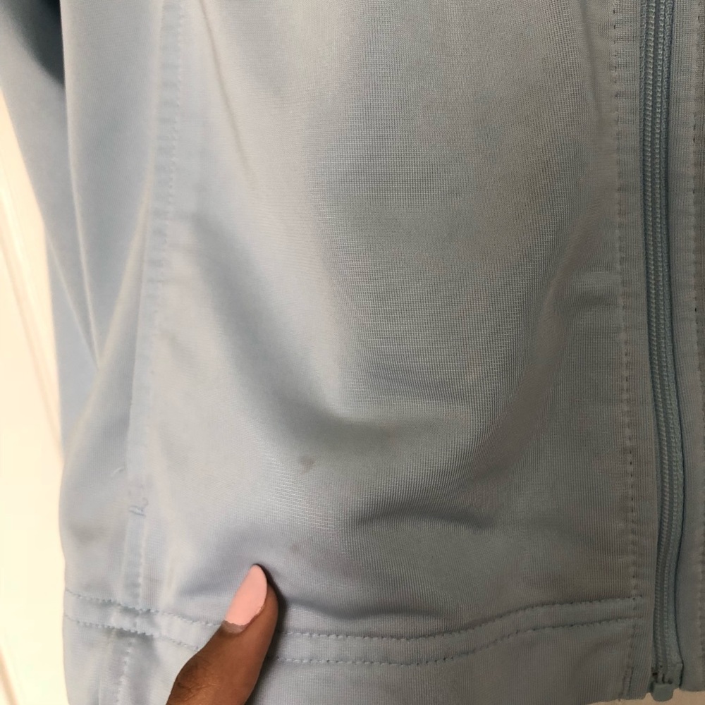 Adidas Vintage Track Suit Baby Blue 3 Stripe Warm Up Jacket - Picture 4 of 8